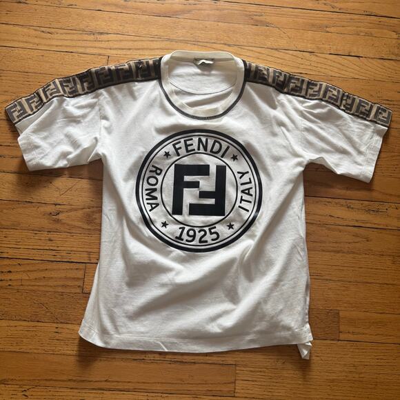 Fendi FF White Graphic Zucca T-Shirt IT 38 US 2 Oversize up to sz 10 Authentic - Picture 1 of 6